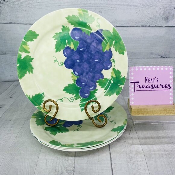 Corelle FRUIT AL FRESCO Break Chip Resistant Grapes Leaves Dinner Plates Set 4 - Picture 1 of 16